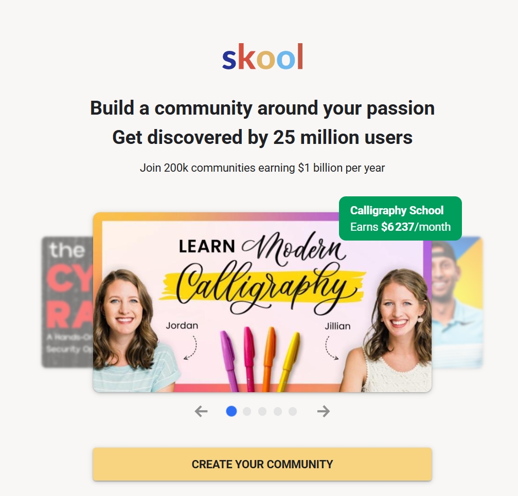 Skool sign up: account creation interface on desktop